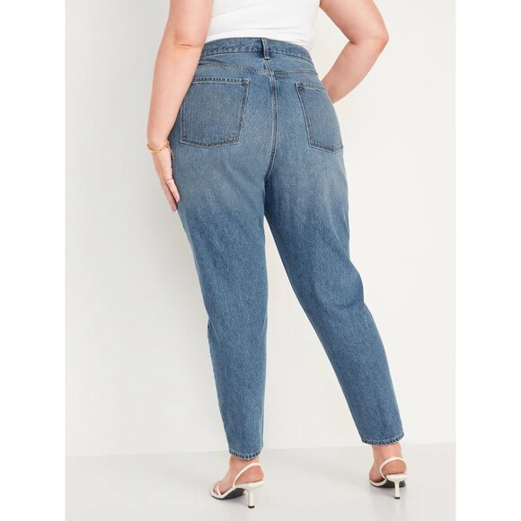 Old Navy Jeans Womens Plus 26 Slouchy Taper Ankle High Rise Button Fly Blue - Picture 2 of 11
